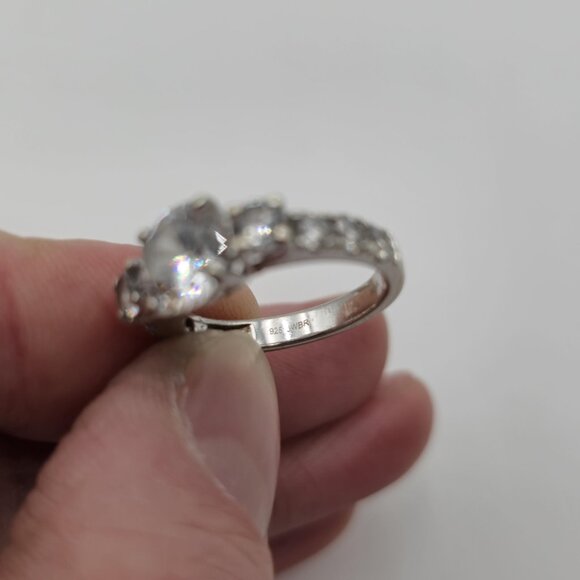 Size 6.25 Sterling Silver Bright Round Many Cubic Zirconia Gems Ring A3785 - Picture 7 of 10